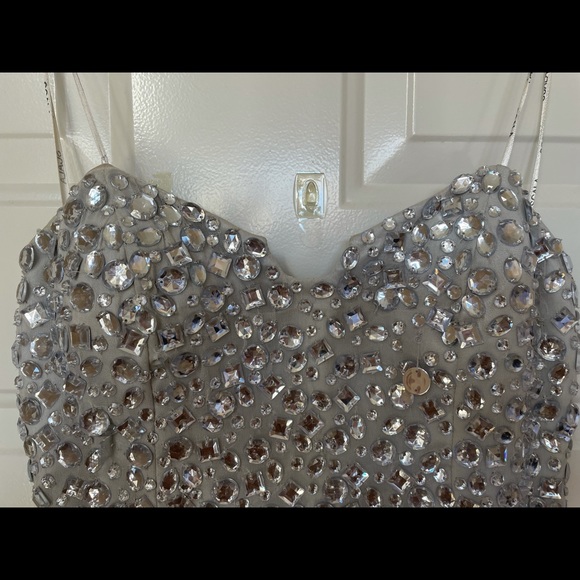 Scala Silver Rhinestone Floor Length Gown - Picture 4 of 9